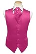Tuxedo Vest - Solid Satin with Matching Pin Ascot, Bubble Gum