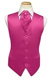 Tuxedo Vest - Solid Satin with Matching Pin Ascot, Bubble Gum