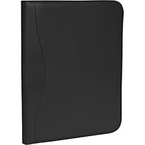 Royce Leather Zip Around Writing Padfolio, Black
