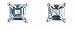9ct White Gold Blue Topaz 5mm Square Stud Earrings