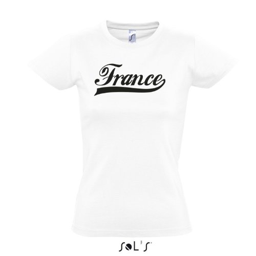 Damen T-Shirt – Frankreich Oldschool France LÄNDERSHIRT EM / WM FAN Trikot S-XXL , White – schwarz , XXL