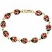 18k Gold over Sterling Silver Black and Red Enamel Ladybug Bracelet