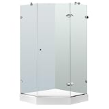 Vigo Industries VG6061CHCL42W Frameless NeoAngle Glass Shower Enclosure, Chrome