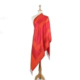 Olive N Figs 100% Silk Rectangle Design Jaipur Red Shawl/Wrap