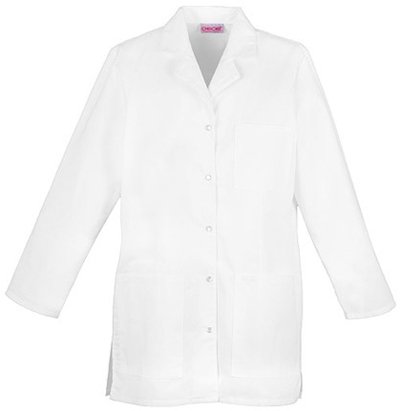 Cherokee 1369 Women's Fashion Whites 32-inch Snap Front Lab Coat White X-Large On Sale
