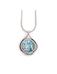Ancient Roman Glass Necklace on Sterling Silver Snake Chain