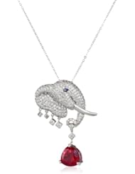 CZ by Kenneth Jay Lane "Animal Collection" 20 CTTW Pave Elephant Necklace