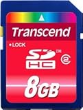Transcend 8 GB SDHC Class 2 Flash Memory Card TS8GSDHC2 (Red)