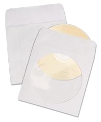 Quality Park R7050 Tyvek CD/DVD Window Sleeves, Box of 100 (White)