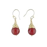14K Gold-Over-Silver Round Drop Earrings Carnelian