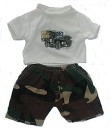 Army Jeep T-shirt w/ Camo Pants Outfit fits 8"-10" Stuffed Animals like Webkinz, Shining Star and 8" - 10" Stuffed Animals