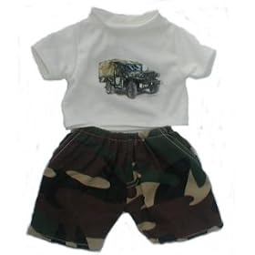 Army Jeep T-shirt w/ Camo Pants Outfit fits 8