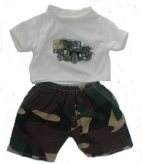 31tdOXf7C1L Army Jeep T shirt w/ Camo Pants Outfit fits 8 10 Stuffed Animals like Webkinz, Shining Star and 8   10 Stuffed Animals