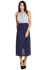 Sleeveless Cotton Polka Dot Print Backless Wrap Maxi Dress 