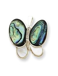 Sterling Silver CZ Mother of Pearl & Abalone Pin