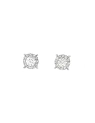 Ladies 14K White Gold 0.64Ct Round Cut Diamond Designer Stud Earrings 6.3MM