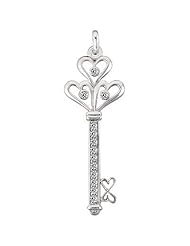 0.41 ct. tw Round Diamond Hearts Key Pendant - G-H SI2 - 18 Kt. White Gold