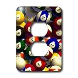 Billiards - Billiard Balls Pool - Light Switch Covers - 2 plug outlet cover