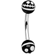 Black and White Stitched Smiley Face Eyebrow Ring