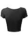 Awesome21 Women's Basic Scoop Neck Slim Fit Short Sleeve Crop Tops
