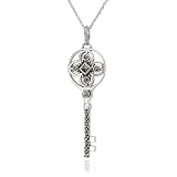 Sterling Silver Marcasite Flower Key Pendant, 18