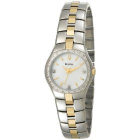 Bulova #98R008 Women's Two Tone MOP Dial Diamond Accented Watch