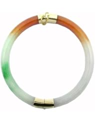 Multi-Colored Jade Two Section Bangle, 14k Gold