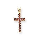 14k Garnet Cross Pendant