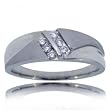 Mens Diamond Wedding Band Ring in 14KT Brushed White Gold