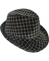 Outer Rebel Fashion Fedora Hat- Grey & Black Plaid Velour