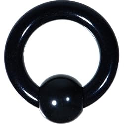 6 Gauge Black Acrylic Ball Captive Ring