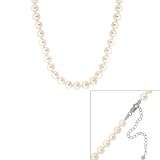 .925 Silver 8-9 mm Round Knotted Freshwater Cultured White Pearl Necklace 18 Inches