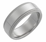 Palladium Flat Double Milgrain Comfort Fit Wedding Band, 8mm wide