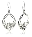 Large Sterling Silver Celtic Knot Hook Dangle Earrings
