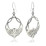 Large Sterling Silver Celtic Knot Hook Dangle Earrings