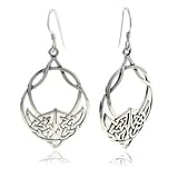 Large Sterling Silver Celtic Knot Hook Dangle Earrings