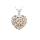 14K Two Tone Gold Round Diamond Heart Shape Locket & Chain (0.25 ctw, G-H, SI1)