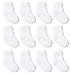 Zaples Grip Crew Socks with Non Slip/Anti Skid Soles for Baby Infants Toddlers Kids Boys Girls, White, 12-36 Months