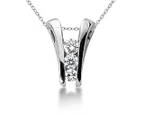 0.90CTW Diamond Three Stone Ladder Pendant in 14k White Gold