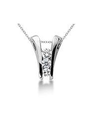 1 Carat Diamond Three Stone Pendant in 14k White Gold