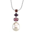 14K White Gold Paspaley South Sea Cultured Pearl, Garnet, Amethyst and Pink Tourmaline Pendant