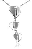 Sterling Silver Triple Heart Drop Pendant, 18"