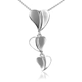 Sterling Silver Triple Heart Drop Pendant, 18"