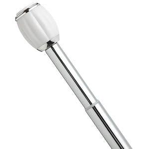 Carnation Home Fashions Shower Curtain Tension Rod with Decorative Finials, Chrome / White