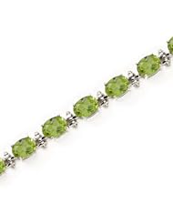 14K White Gold Oval Peridot Bracelet