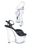7 inch Heel Chrome Sandal Women's Size Shoe With Ankle Strap