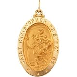 Saint Christopher 14kt Gold Oval Medal
