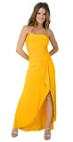 Sexy Long Sophisticated Formal Prom Suitable Tube Dress with Draped Hem from Hot Fash Dresses - EMPRESS TUBE Mustard