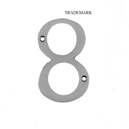 (#8) Bolton 3 Inch Solid Brass Satin Nickel Clear Coated Finish House Number Raised 3/16