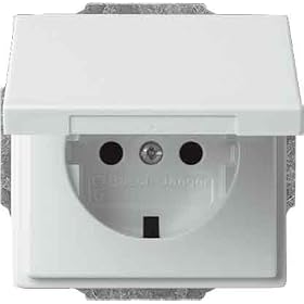 Busch-Jaeger 20EUK-89 SCHUKO-Steckdosen-Einsatz mit Klappdeckel, stone/lichtgrau, future